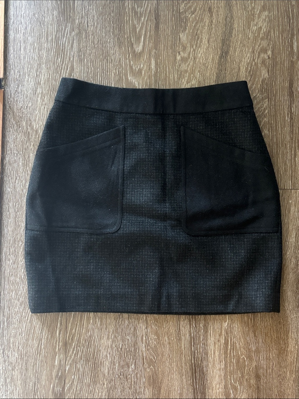 J. Crew Factory Black Mini Skirt Wool Blend Patch Pockets 4 Small Medium